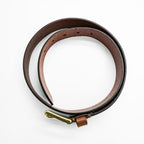 POLO RALPH LAUREN Pony Logo Plaque Brown Leather Belt Size 32/80 Made in Guatemala