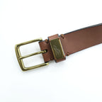 POLO RALPH LAUREN Pony Logo Plaque Brown Leather Belt Size 32/80 Made in Guatemala