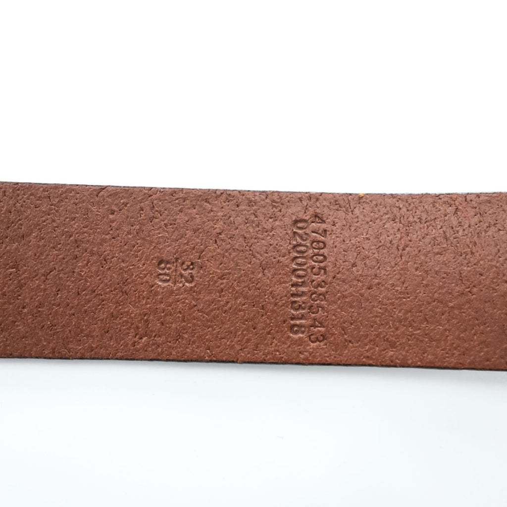 POLO RALPH LAUREN Pony Logo Plaque Brown Leather Belt Size 32/80 Made in Guatemala