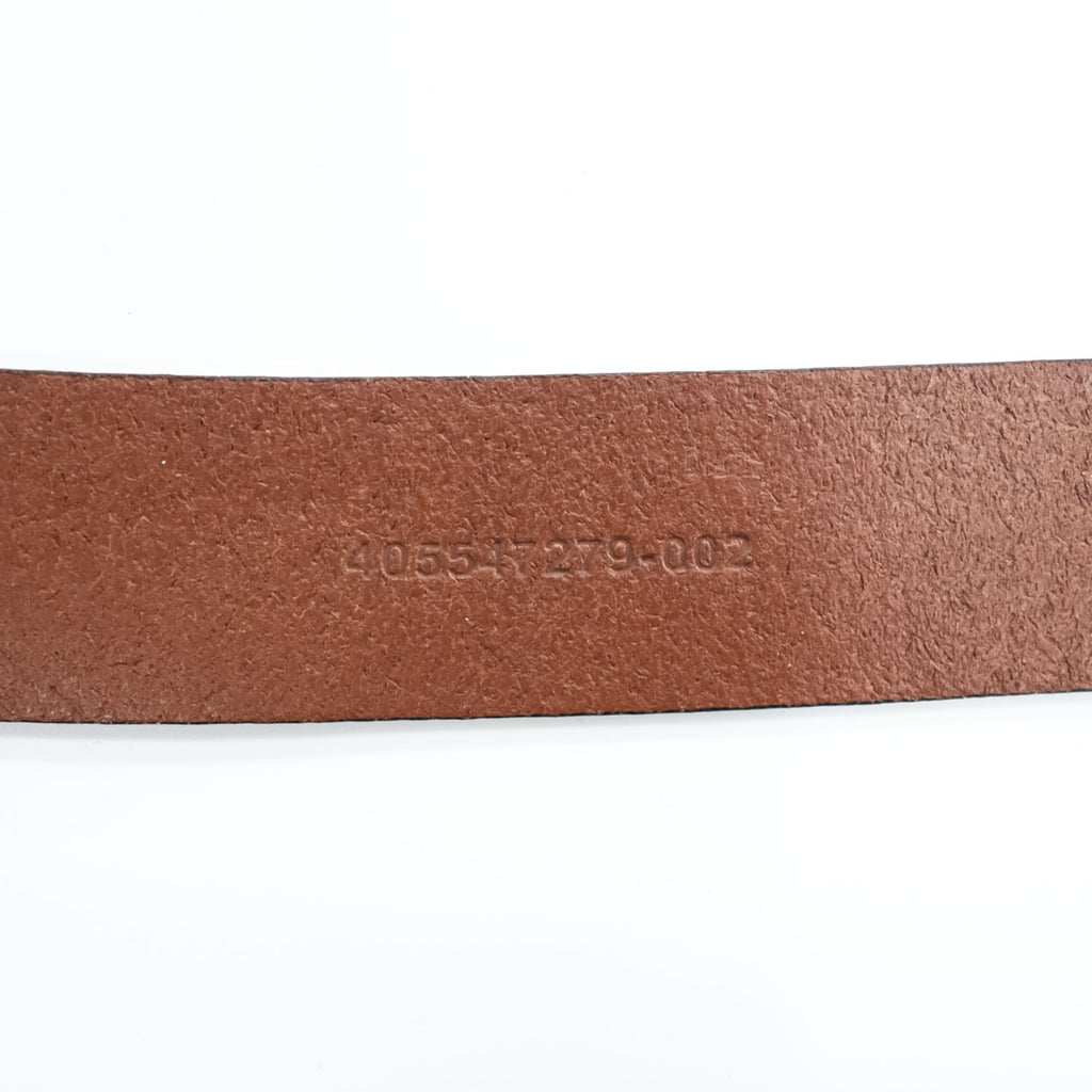 POLO RALPH LAUREN Pony Logo Plaque Brown Leather Belt Size 32/80 Made in Guatemala