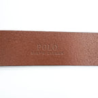 POLO RALPH LAUREN Pony Logo Plaque Brown Leather Belt Size 32/80 Made in Guatemala