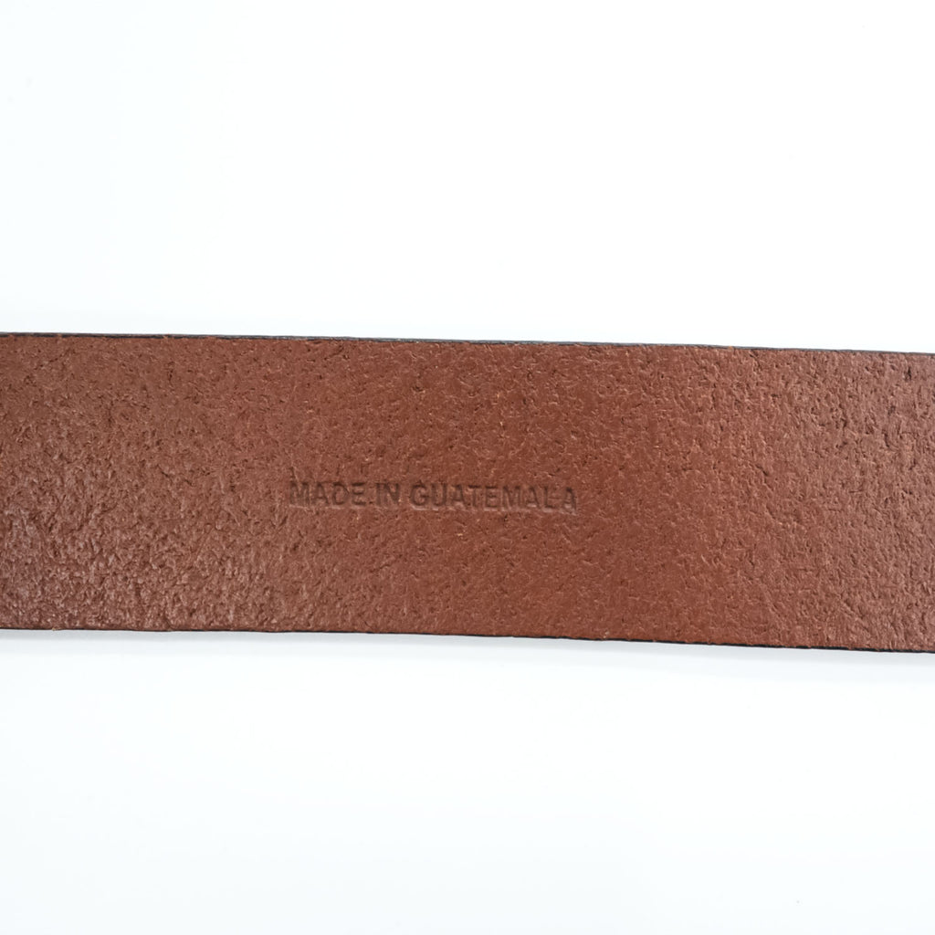 POLO RALPH LAUREN Pony Logo Plaque Brown Leather Belt Size 32/80 Made in Guatemala