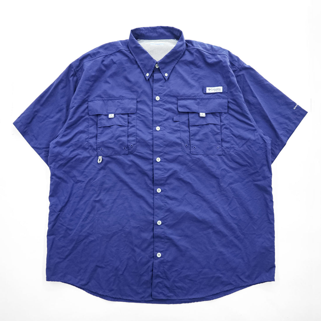 Columbia PFG 半袖 フィッシングシャツ XL ネイビー Bahama II OMNI-SHADE メッシュ ボタンダウン FM7047