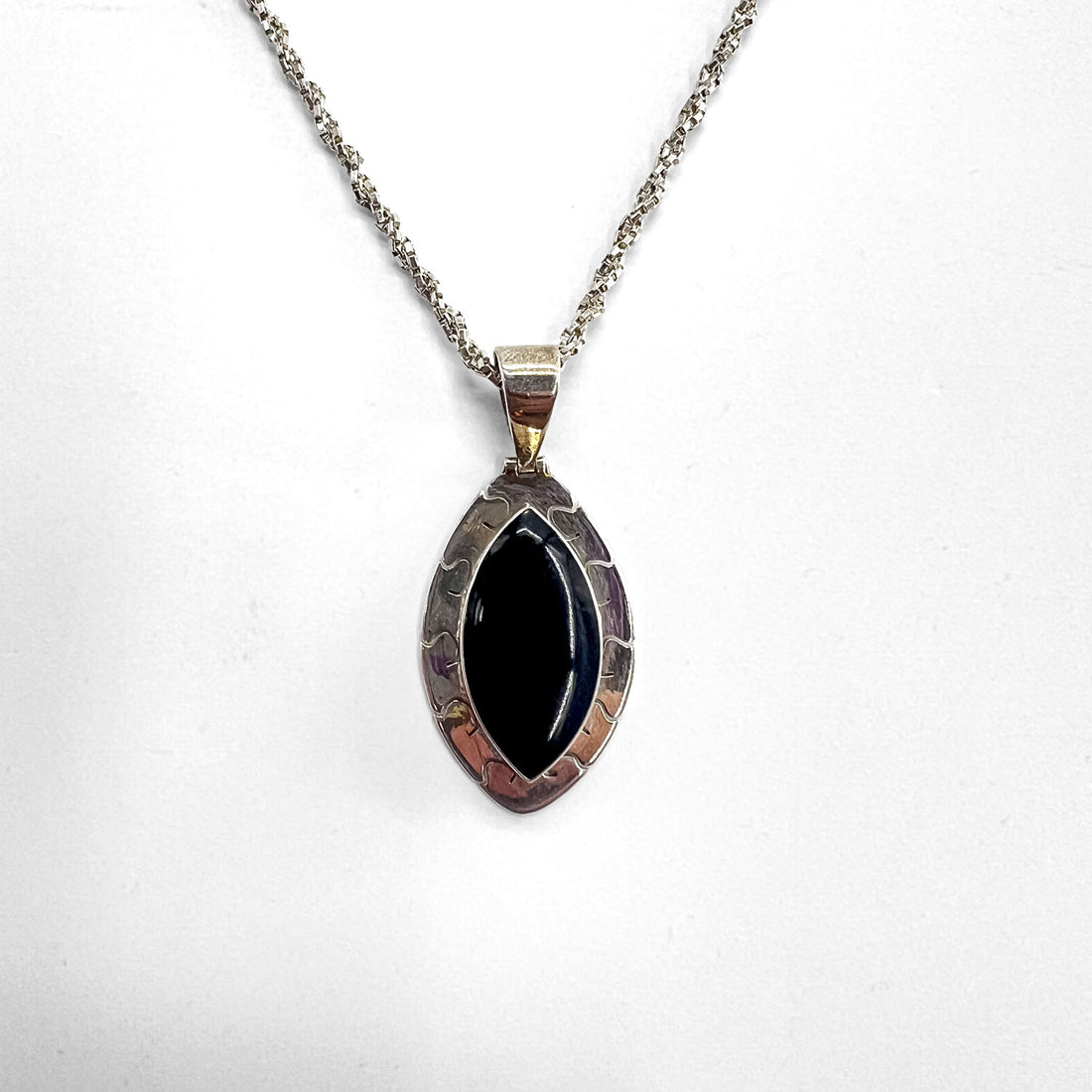 Vintage Mexico Sterling Black Onyx Necklace メキシカンジュエリー ネックレス ブラックオニキス シルバー Silver 950