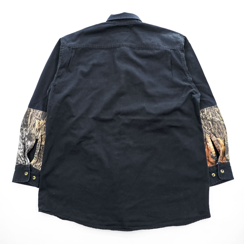 REDHEAD Men's Black Camouflage Panel Long Sleeve Cotton Shirt Size L