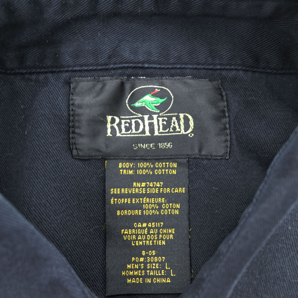 REDHEAD Men's Black Camouflage Panel Long Sleeve Cotton Shirt Size L