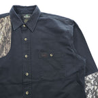 REDHEAD Men's Black Camouflage Panel Long Sleeve Cotton Shirt Size L