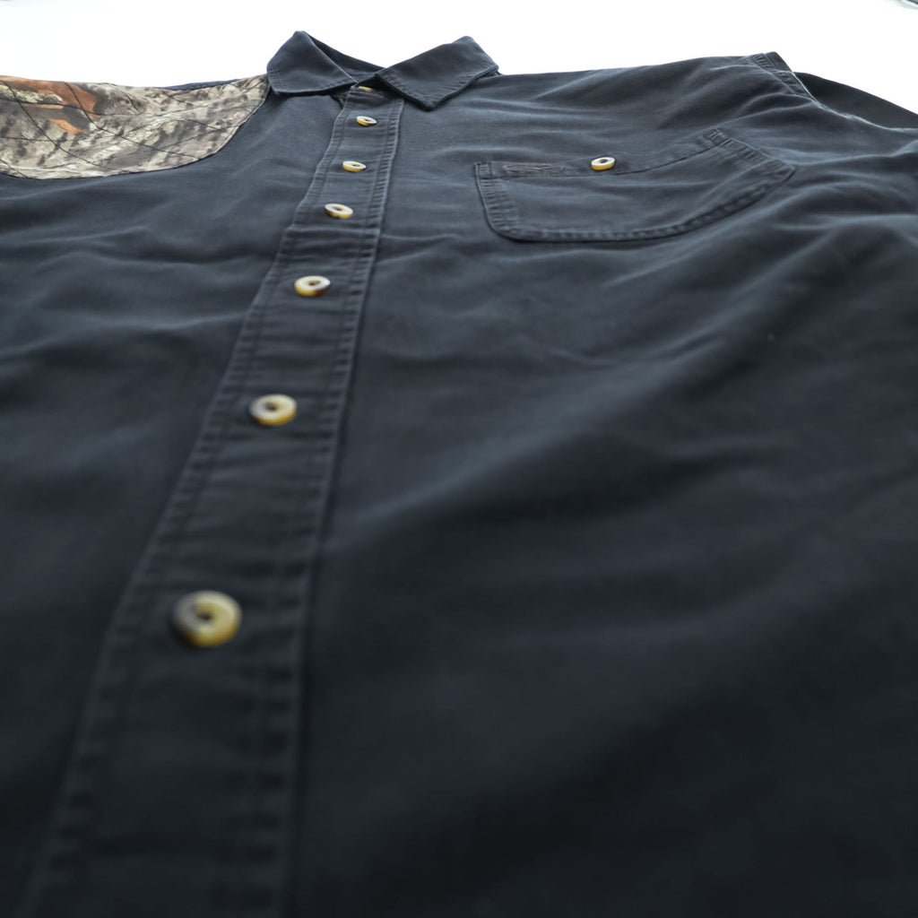 REDHEAD Men's Black Camouflage Panel Long Sleeve Cotton Shirt Size L