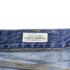 Levi Strauss Denim Pants Jeans, Size L, Indigo Blue, Stretch, Big E, Button Fly, Leather Patch, 00501-3249
