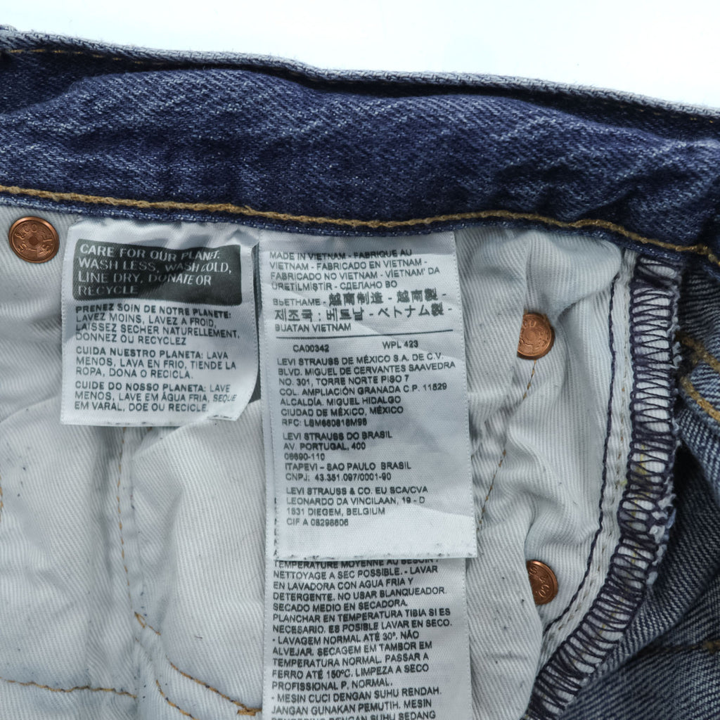 Levi Strauss Denim Pants Jeans, Size L, Indigo Blue, Stretch, Big E, Button Fly, Leather Patch, 00501-3249
