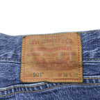 Levi Strauss Denim Pants Jeans, Size L, Indigo Blue, Stretch, Big E, Button Fly, Leather Patch, 00501-3249