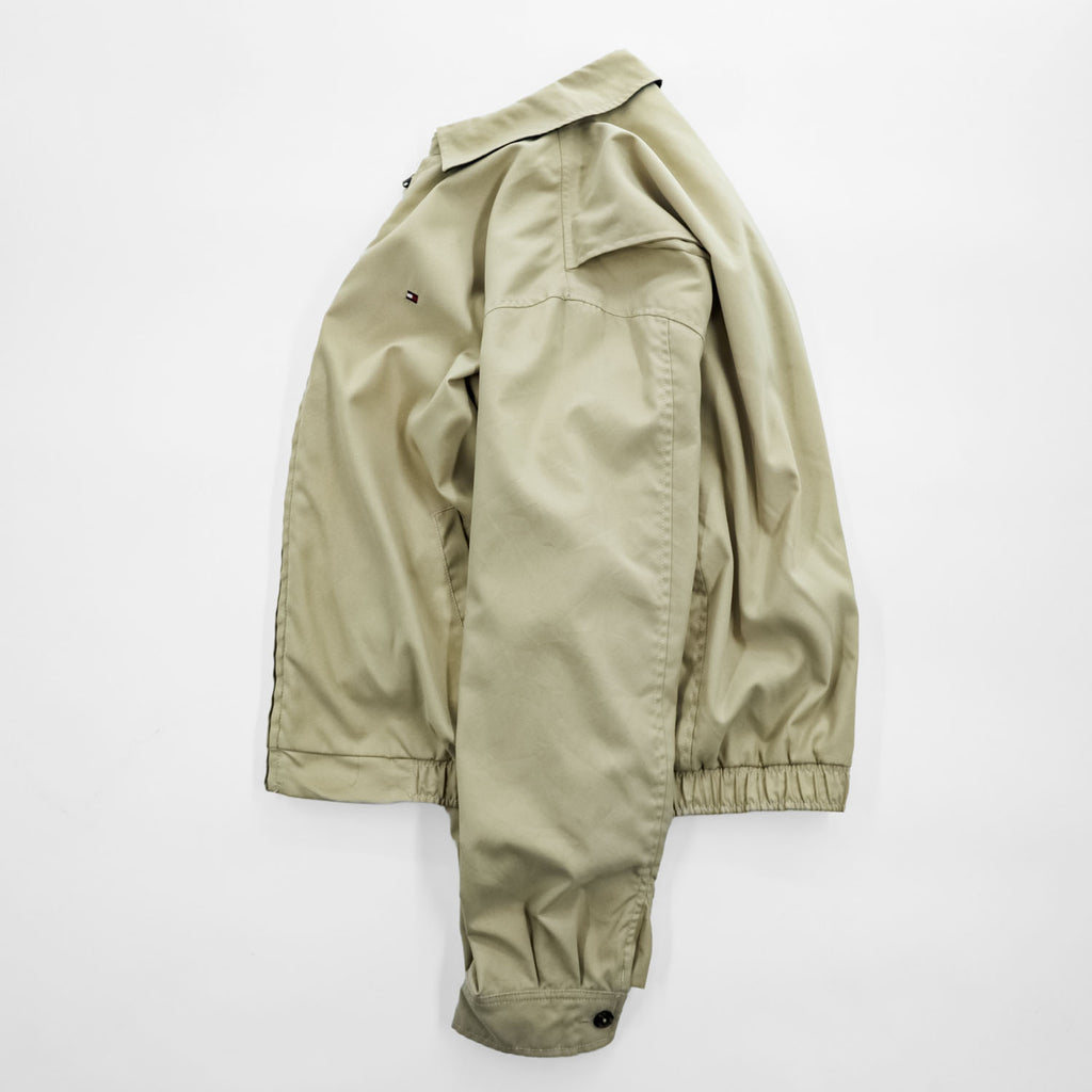 TOMMY HILFIGER Beige Harrington Zip Jacket Flag Logo Navy Lining