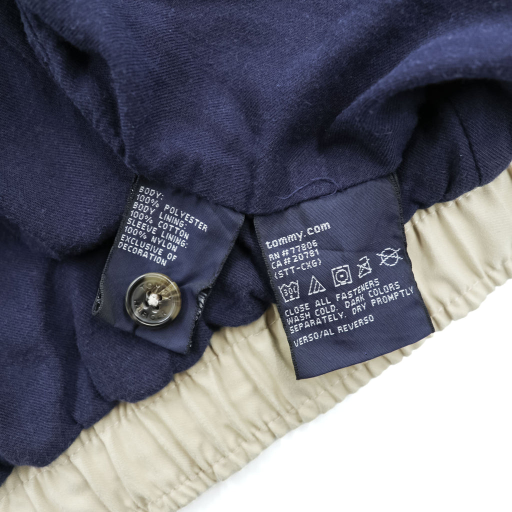 TOMMY HILFIGER Beige Harrington Zip Jacket Flag Logo Navy Lining