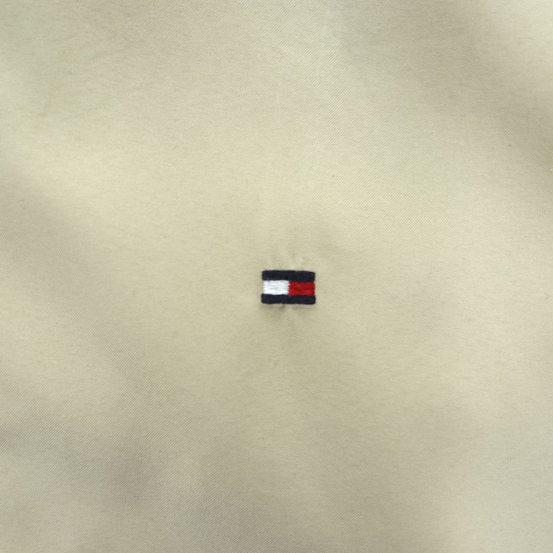 TOMMY HILFIGER Beige Harrington Zip Jacket Flag Logo Navy Lining