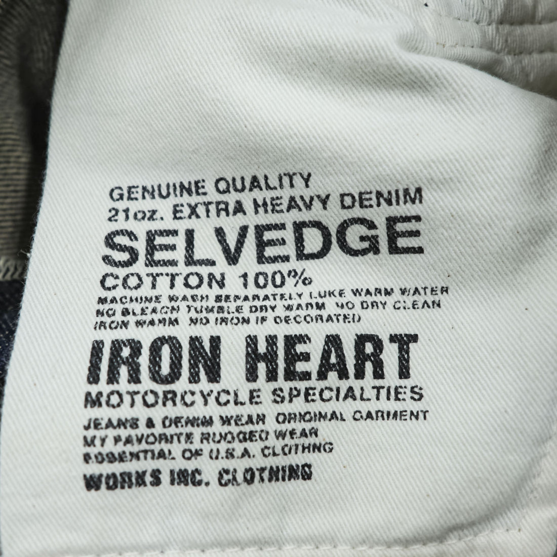 IRON HEART 日本製 セルヴィッヂ 21oz デニムパンツ ジーンズ EXTRA HEAVY DENIM リジッド 濃紺 ボタンフライ 634S