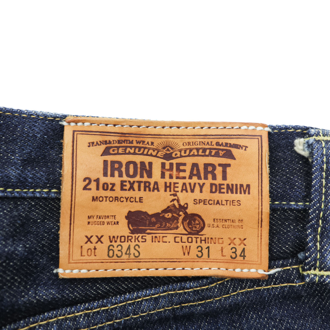 IRON HEART 日本製 セルヴィッヂ 21oz デニムパンツ ジーンズ EXTRA HEAVY DENIM リジッド 濃紺 ボタンフライ 634S