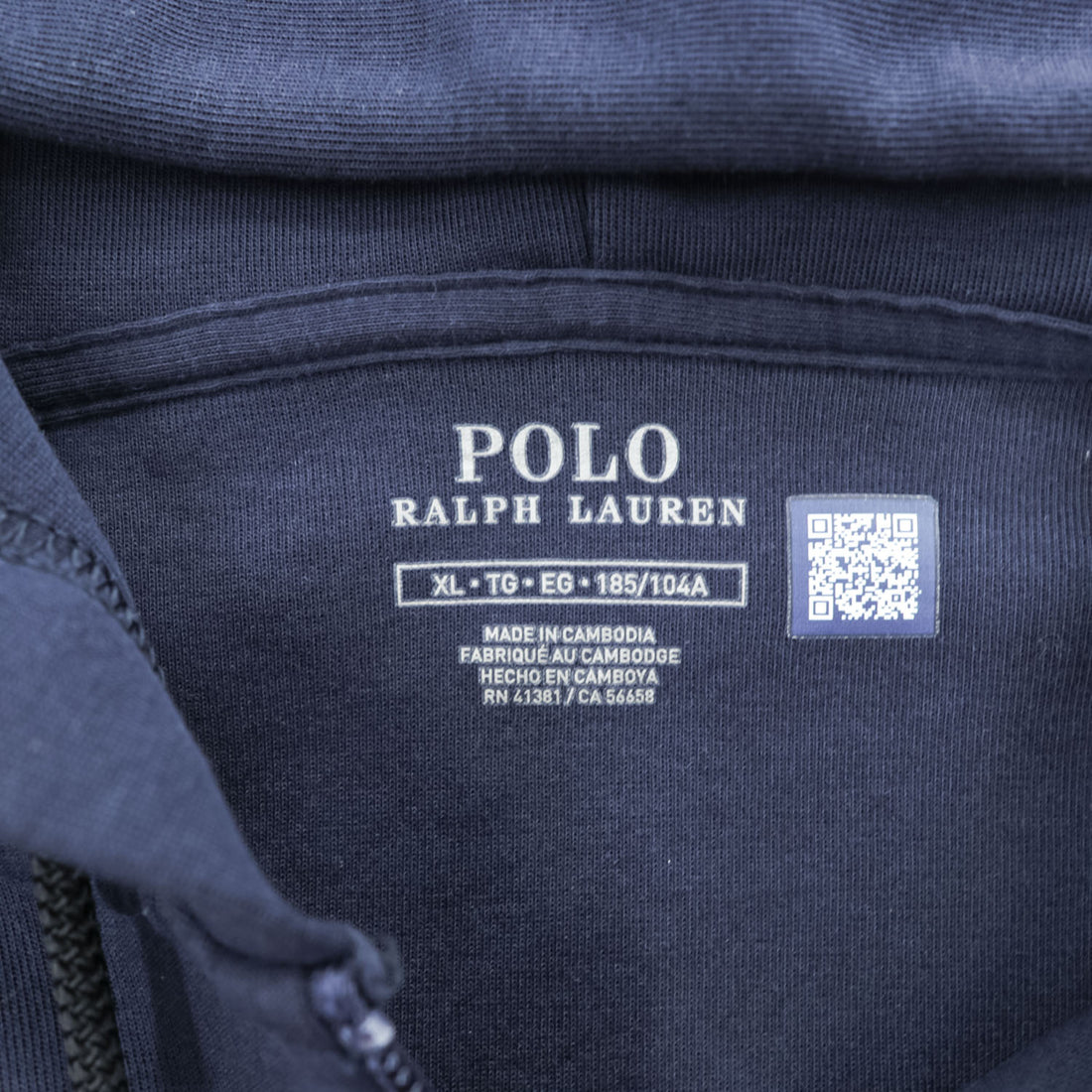 POLO RALPH LAUREN Men's Double-Knit Full-Zip Hoodie XL Navy Pony Logo