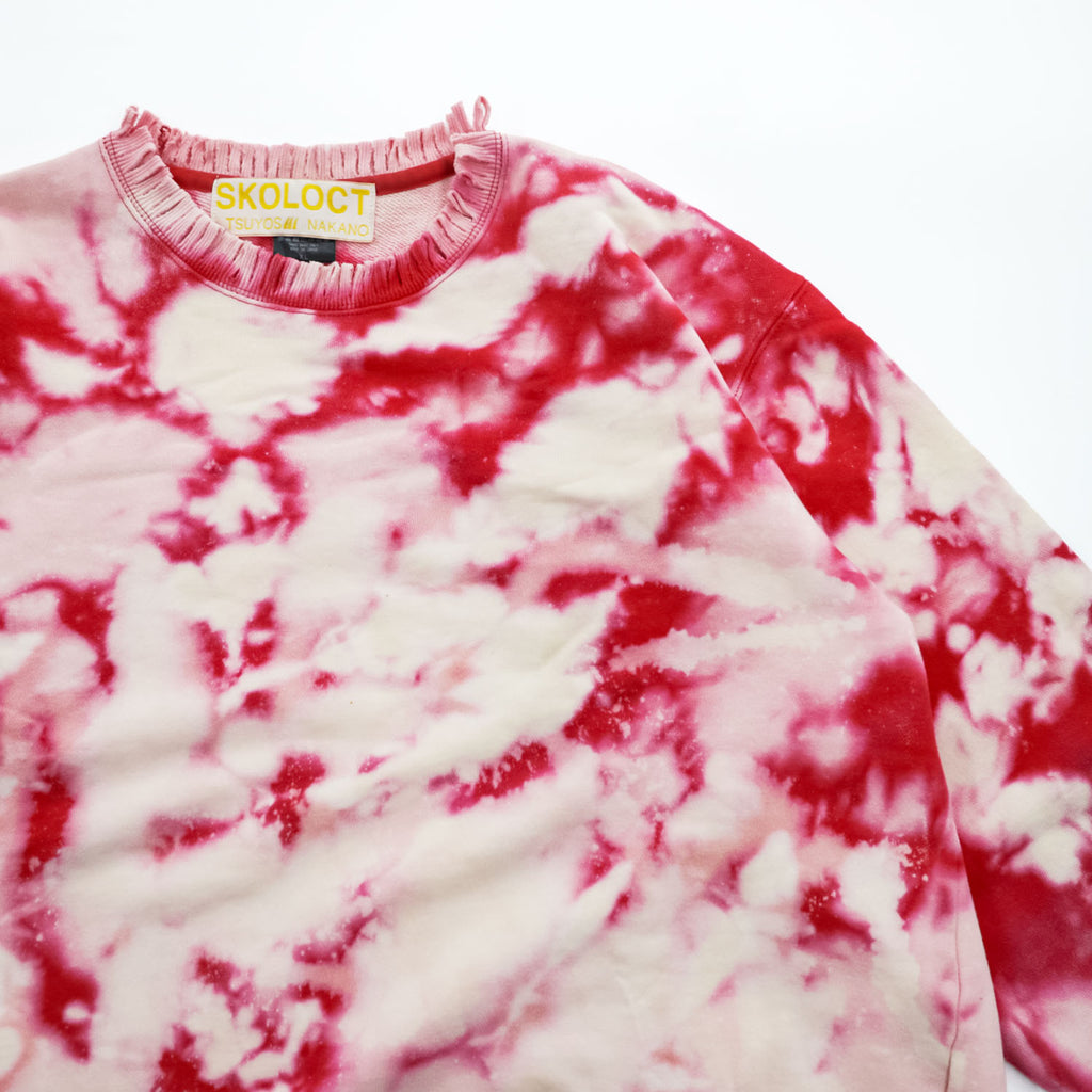 SKOLOCT Japan Made Sweatshirt, XL, Red, Pink, Tie Dye, Fringe