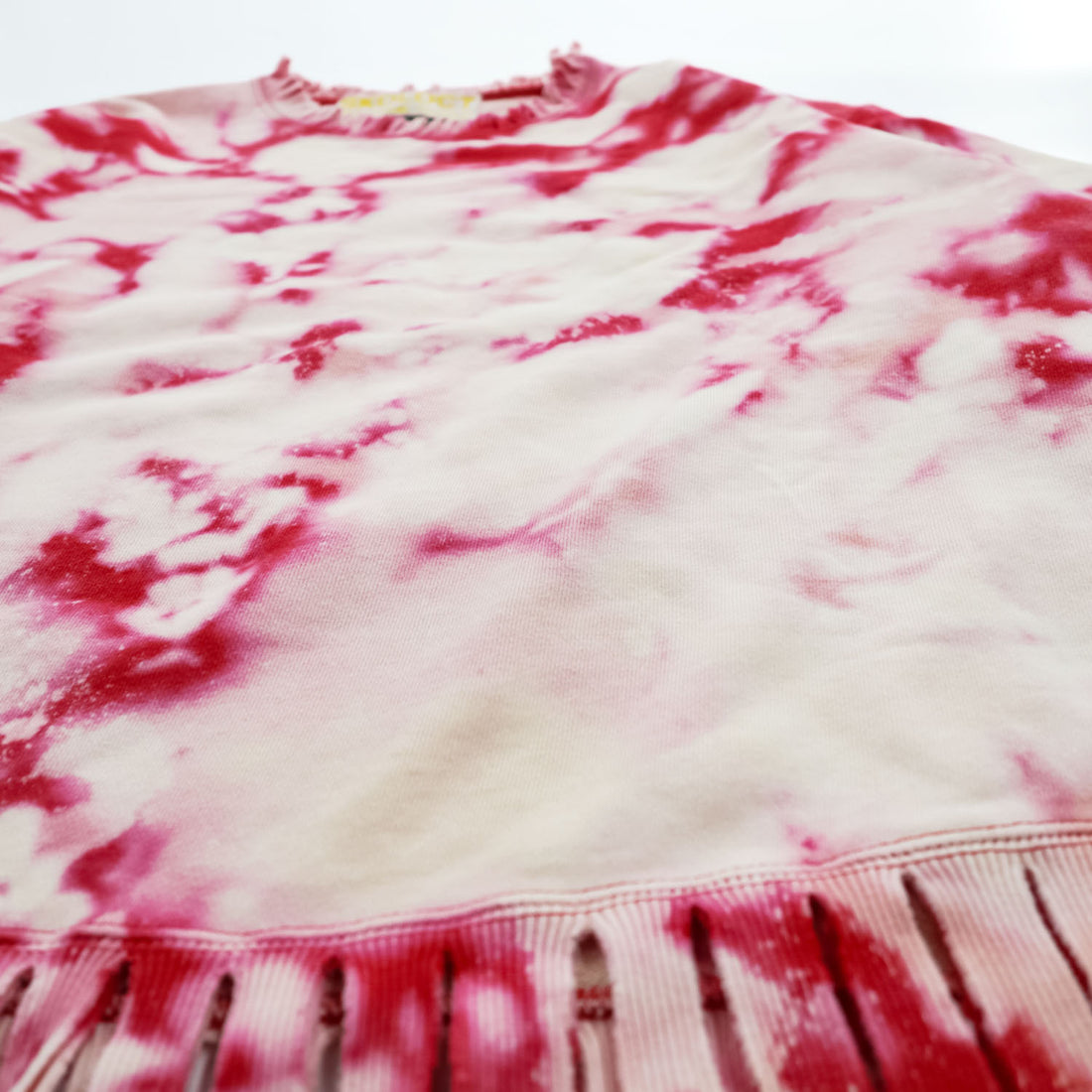 SKOLOCT Japan Made Sweatshirt, XL, Red, Pink, Tie Dye, Fringe