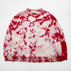 SKOLOCT Japan Made Sweatshirt, XL, Red, Pink, Tie Dye, Fringe