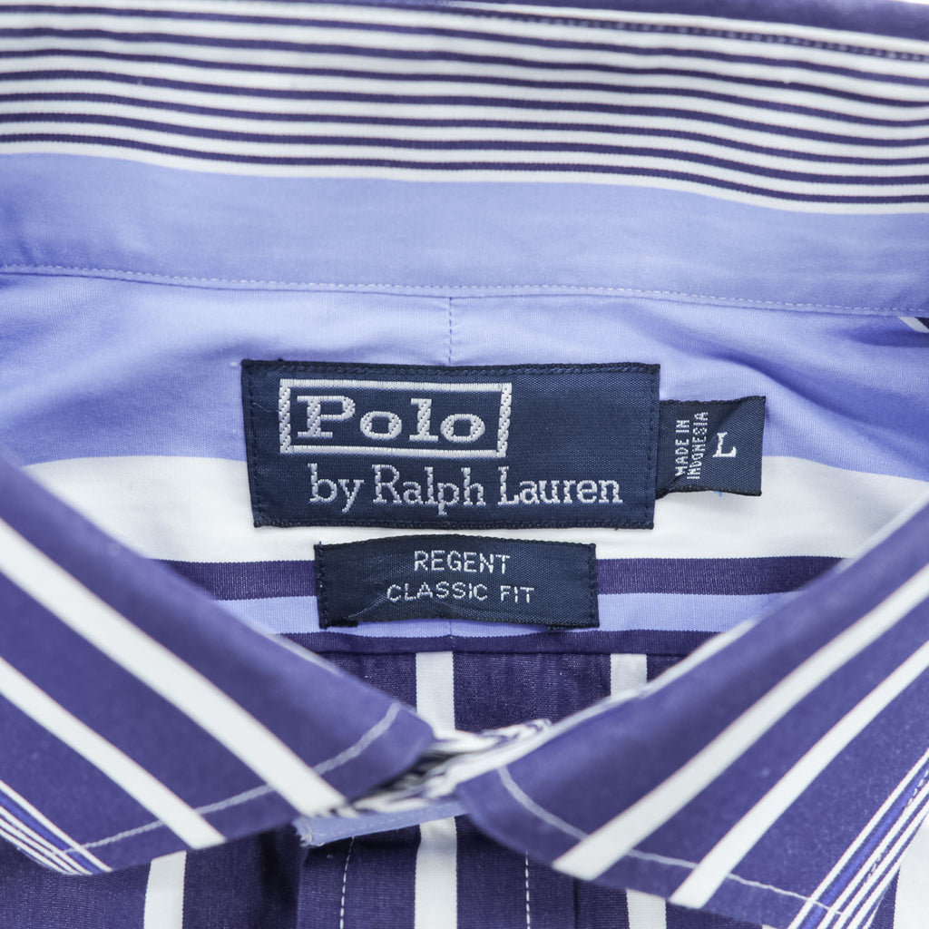 Polo Ralph Lauren 90年代 クラシックフィット 長袖マルチストライプシャツ L ホワイト ブルー REGENT