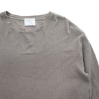 UNITED ARROWS & SONS 日本製 ダメージ加工 ワッフル サーマル ロングスリーブ Tシャツ M ブラウン  ロング丈 ラウンドカット 5512-699-0140