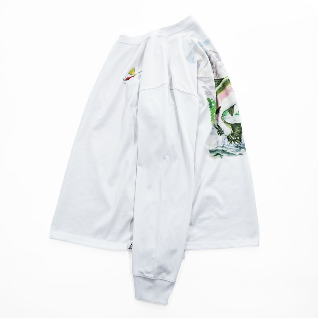 NIKE ACG 長袖 ロングスリーブ Tシャツ ロンT L ホワイト バックプリント フィッシング FQ3728-121
