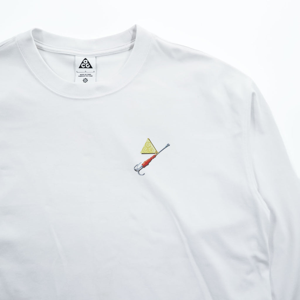 NIKE ACG 長袖 ロングスリーブ Tシャツ ロンT L ホワイト バックプリント フィッシング FQ3728-121