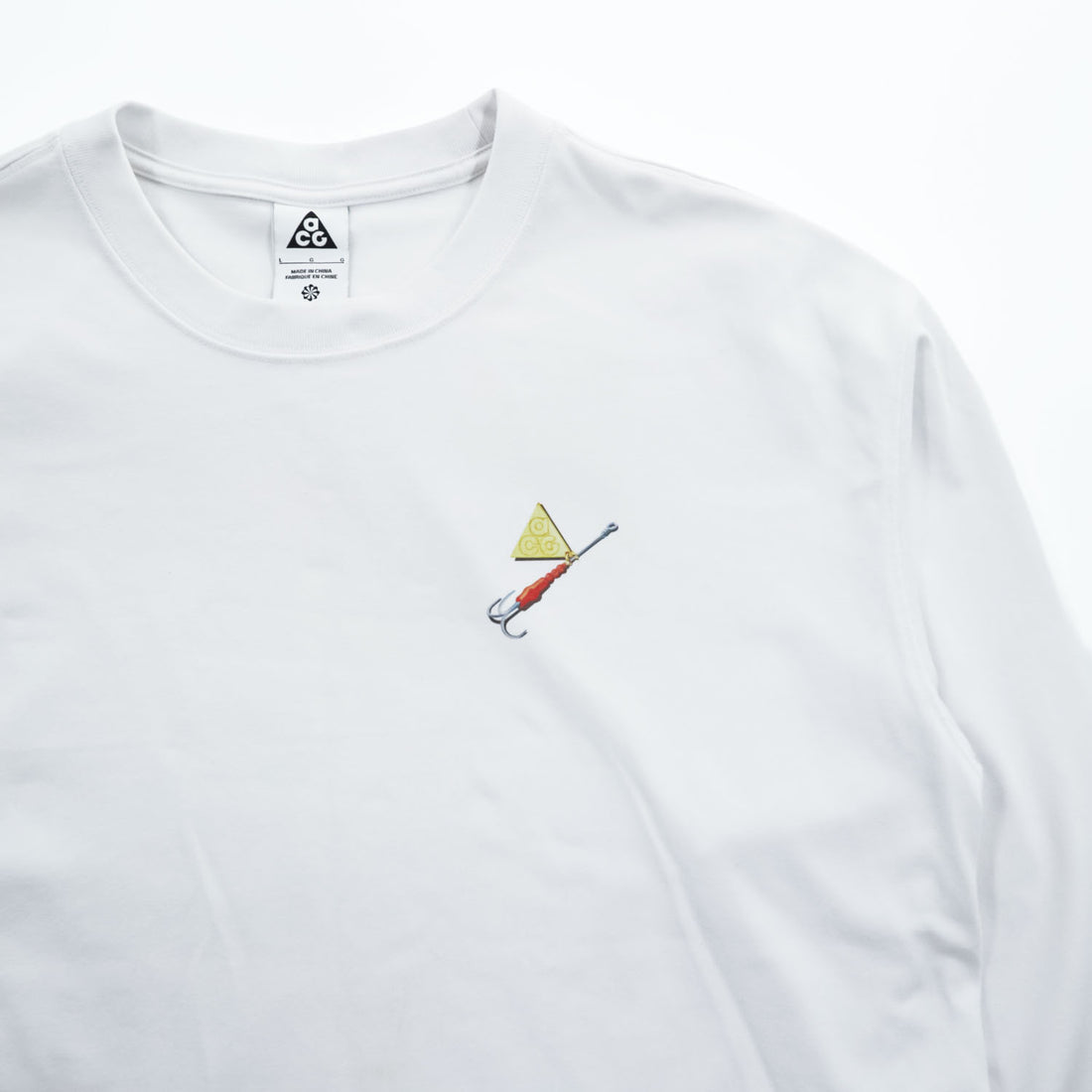 NIKE ACG 長袖 ロングスリーブ Tシャツ ロンT L ホワイト バックプリント フィッシング FQ3728-121