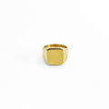 Gold Tone Square Signet Ring Plain Flat Top Men's JP Size 27 US 13