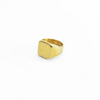Gold Tone Square Signet Ring Plain Flat Top Men's JP Size 27 US 13