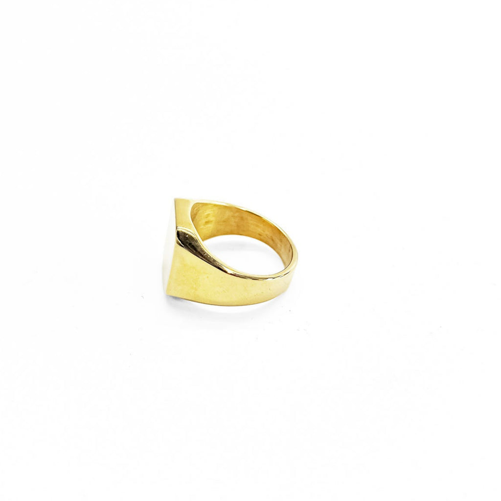 Gold Tone Square Signet Ring Plain Flat Top Men's JP Size 27 US 13