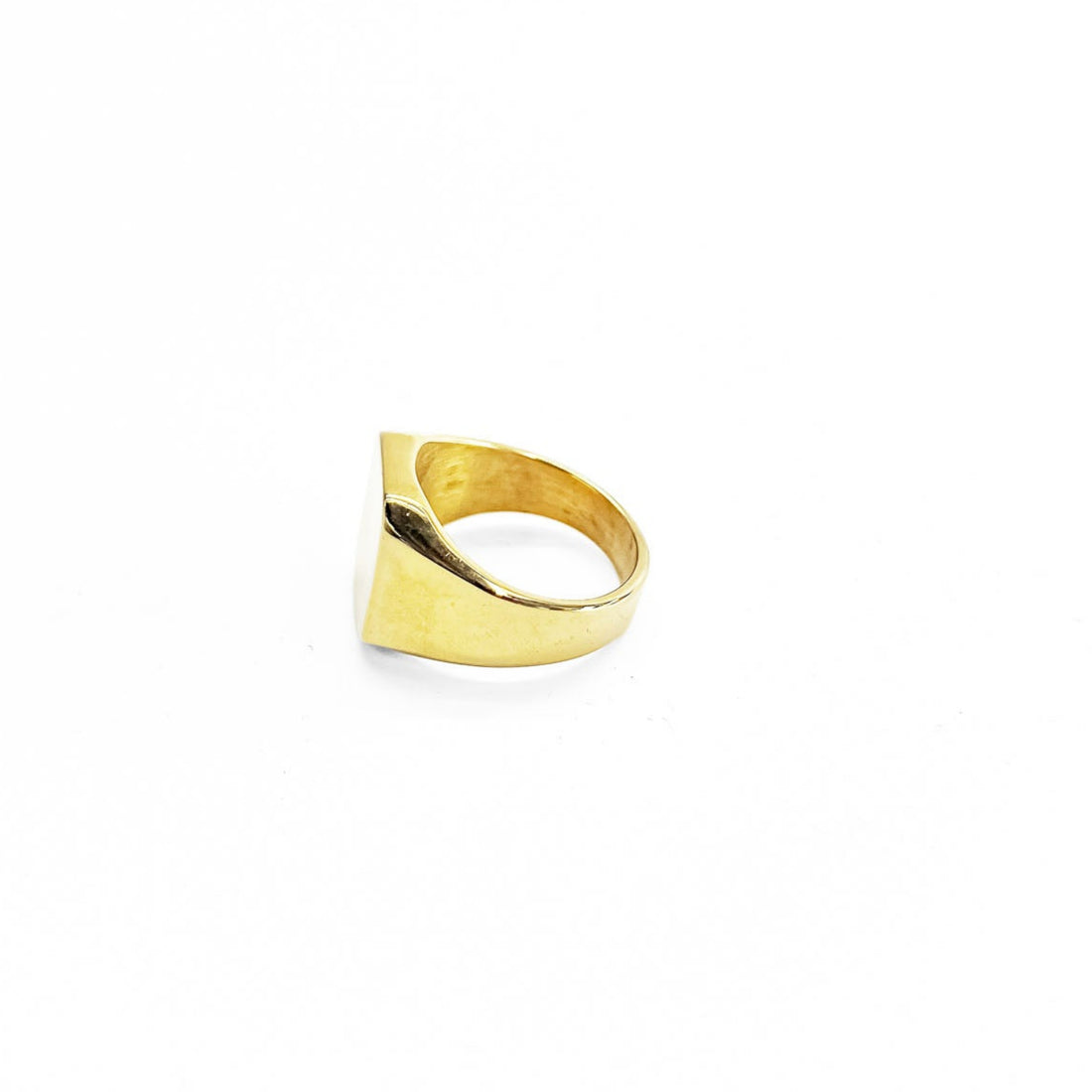 Gold Tone Square Signet Ring Plain Flat Top Men's JP Size 27 US 13