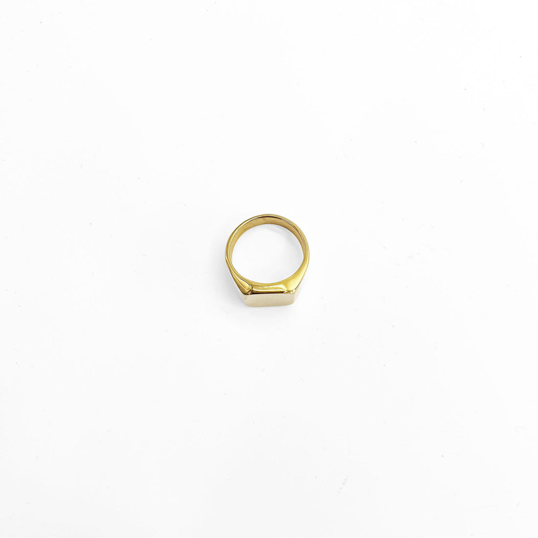 Gold Tone Square Signet Ring Plain Flat Top Men's JP Size 27 US 13