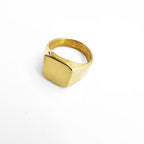Gold Tone Square Signet Ring Plain Flat Top Men's JP Size 27 US 13