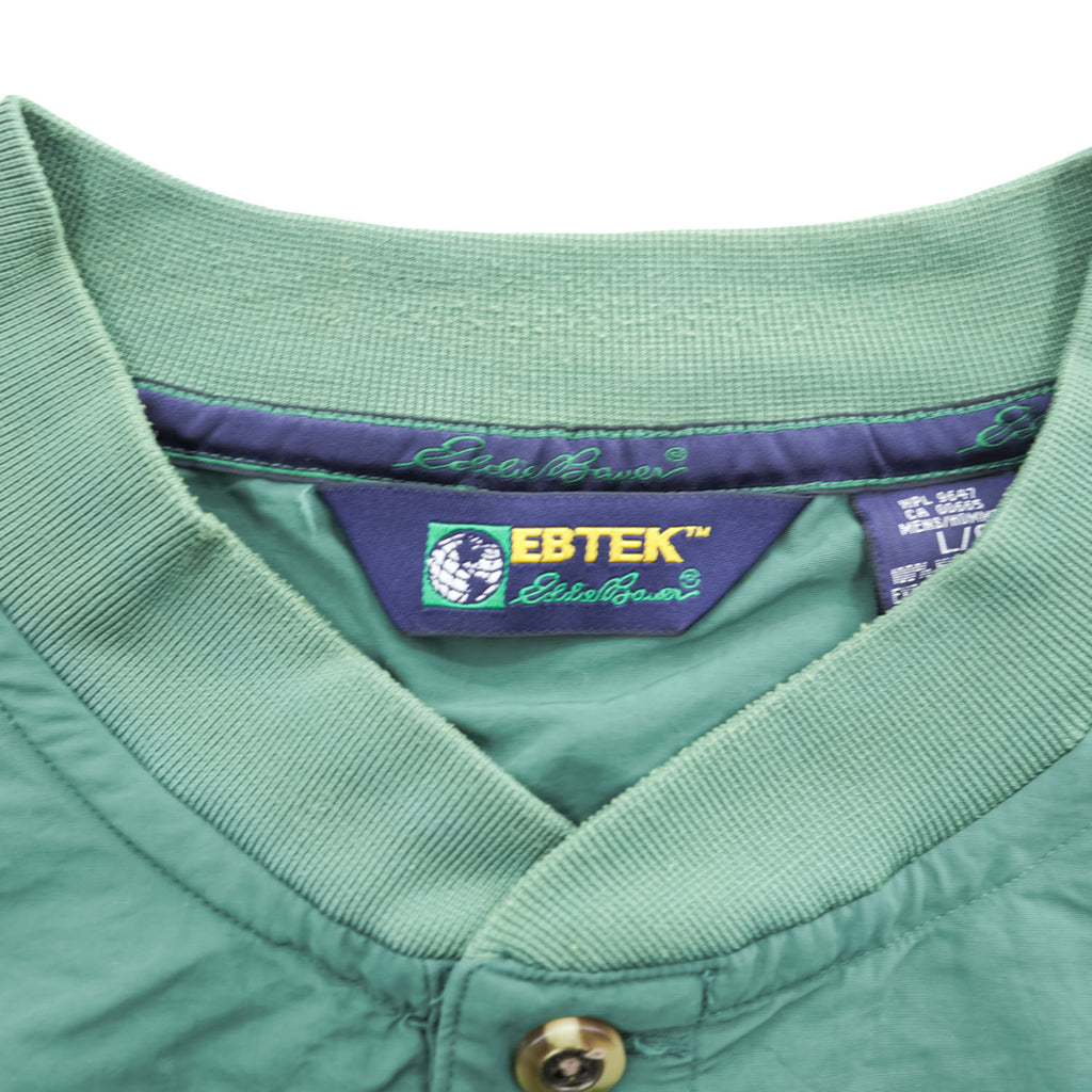 Eddie Bauer 90年代 EBTEK ピステ ハーフボタン ナイロン プルオーバー L グリーン
