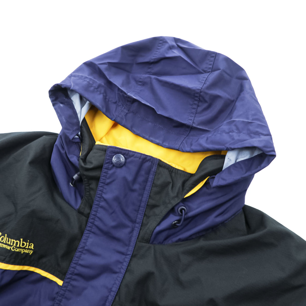 Columbia Fire Ridge Men's XL Hooded Nylon Ski Jacket Black Purple Yellow