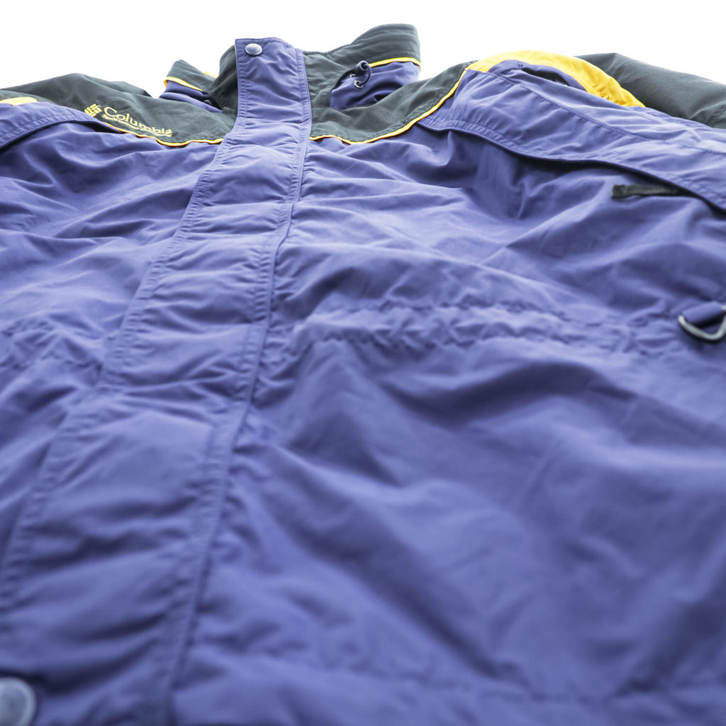 Columbia Fire Ridge Men's XL Hooded Nylon Ski Jacket Black Purple Yellow