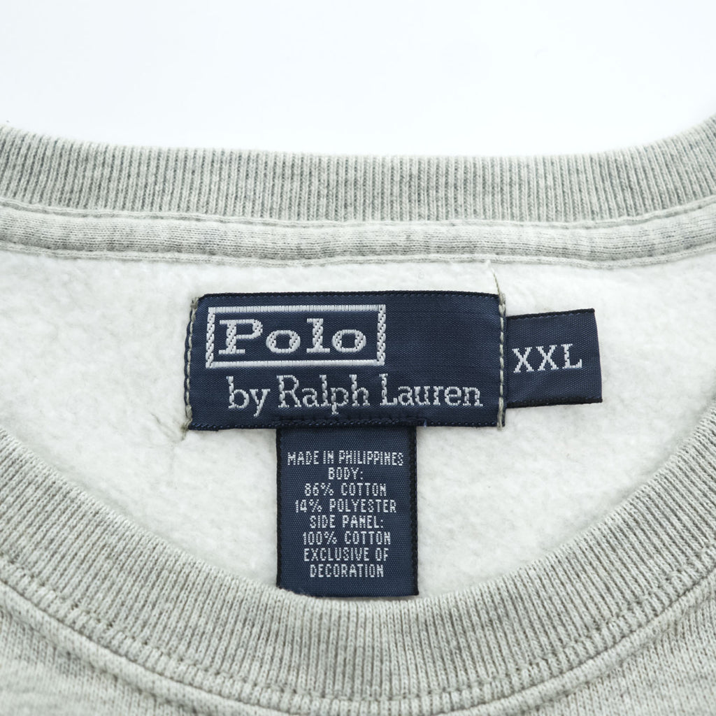 Polo Ralph Lauren 90年代 クルーネック スウェット トレーナー XXL グレー 裏起毛 スモールポニー ロゴ 刺繍 ビッグサイズ