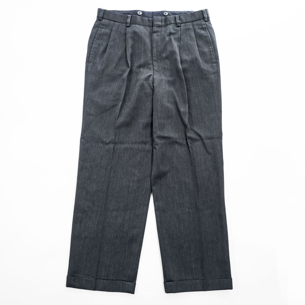 Brooks Brothers Wool Double Pleat Trousers Size 34 Charcoal Gray