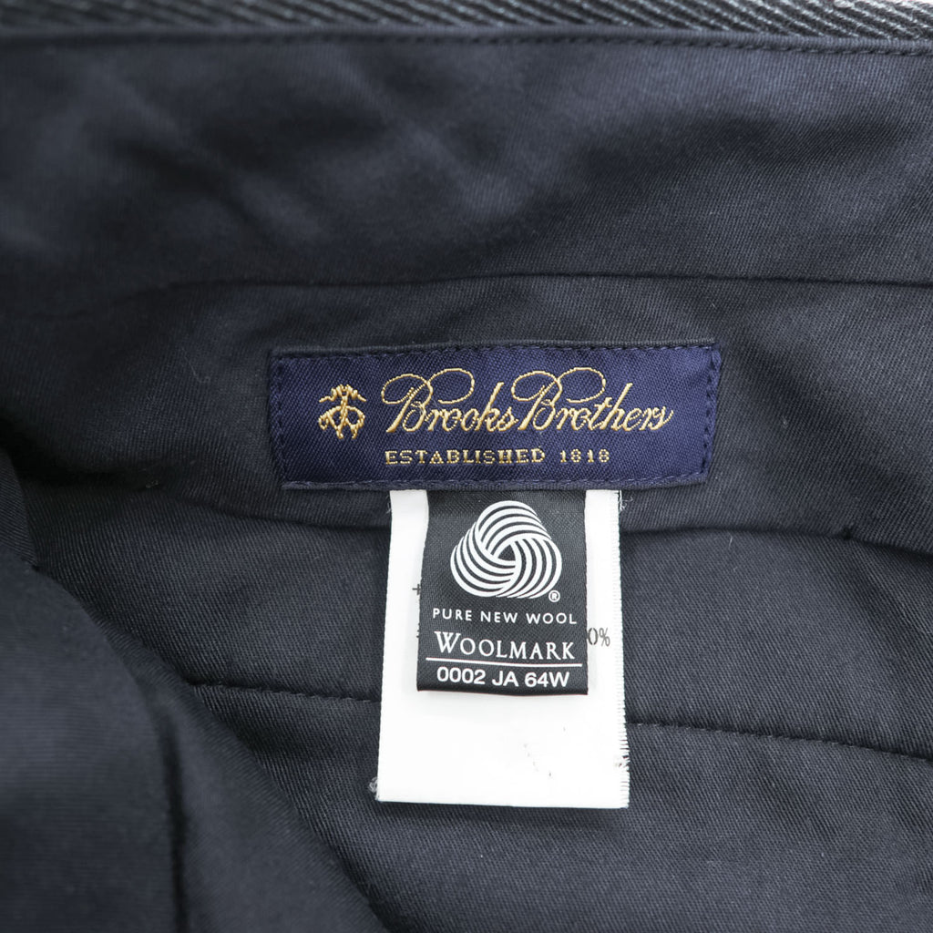 Brooks Brothers Wool Double Pleat Trousers Size 34 Charcoal Gray