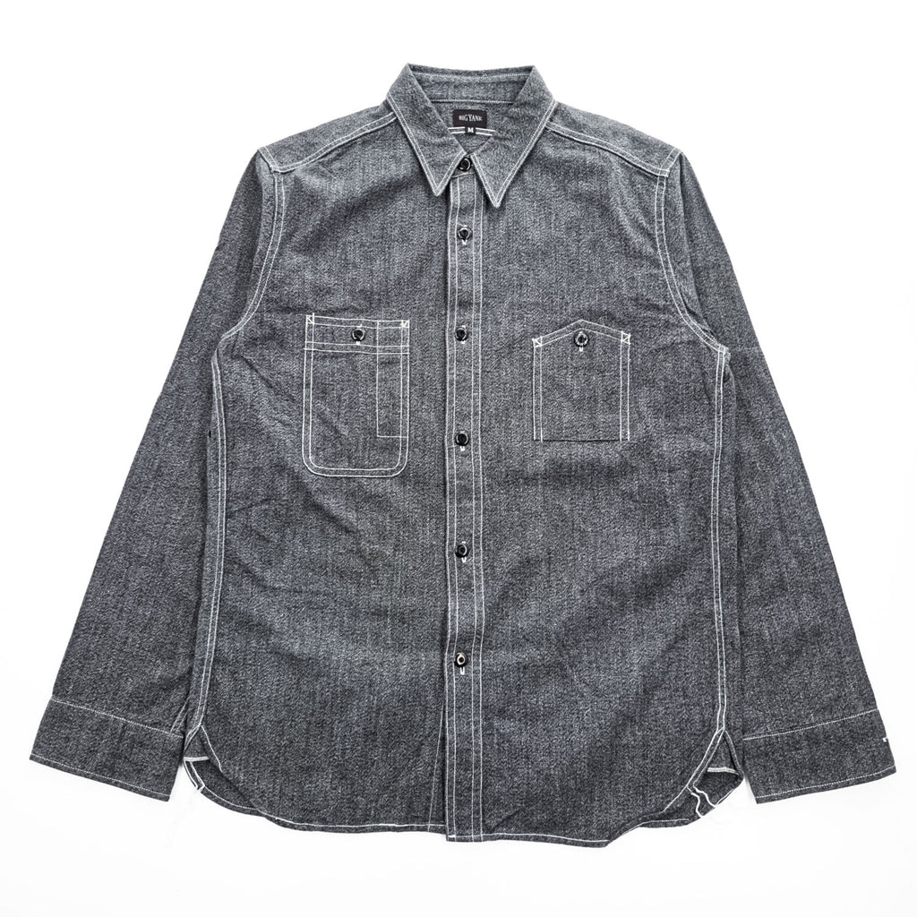 BIG YANK 1935 Black Chambray Work Shirt Gacha Pockets Made in Japan Size M
