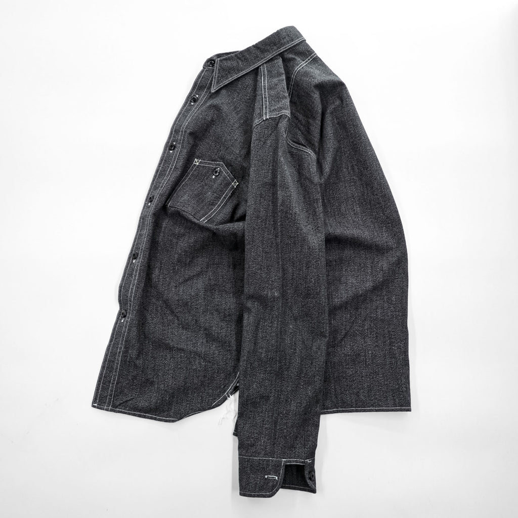 BIG YANK 1935 Black Chambray Work Shirt Gacha Pockets Made in Japan Size M