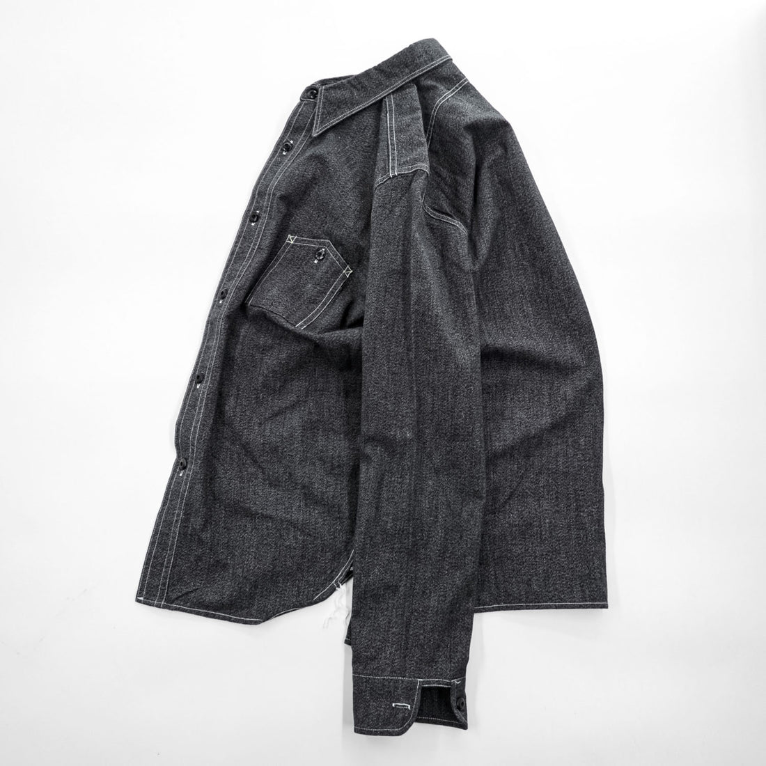 BIG YANK 1935 Black Chambray Work Shirt Gacha Pockets Made in Japan Size M