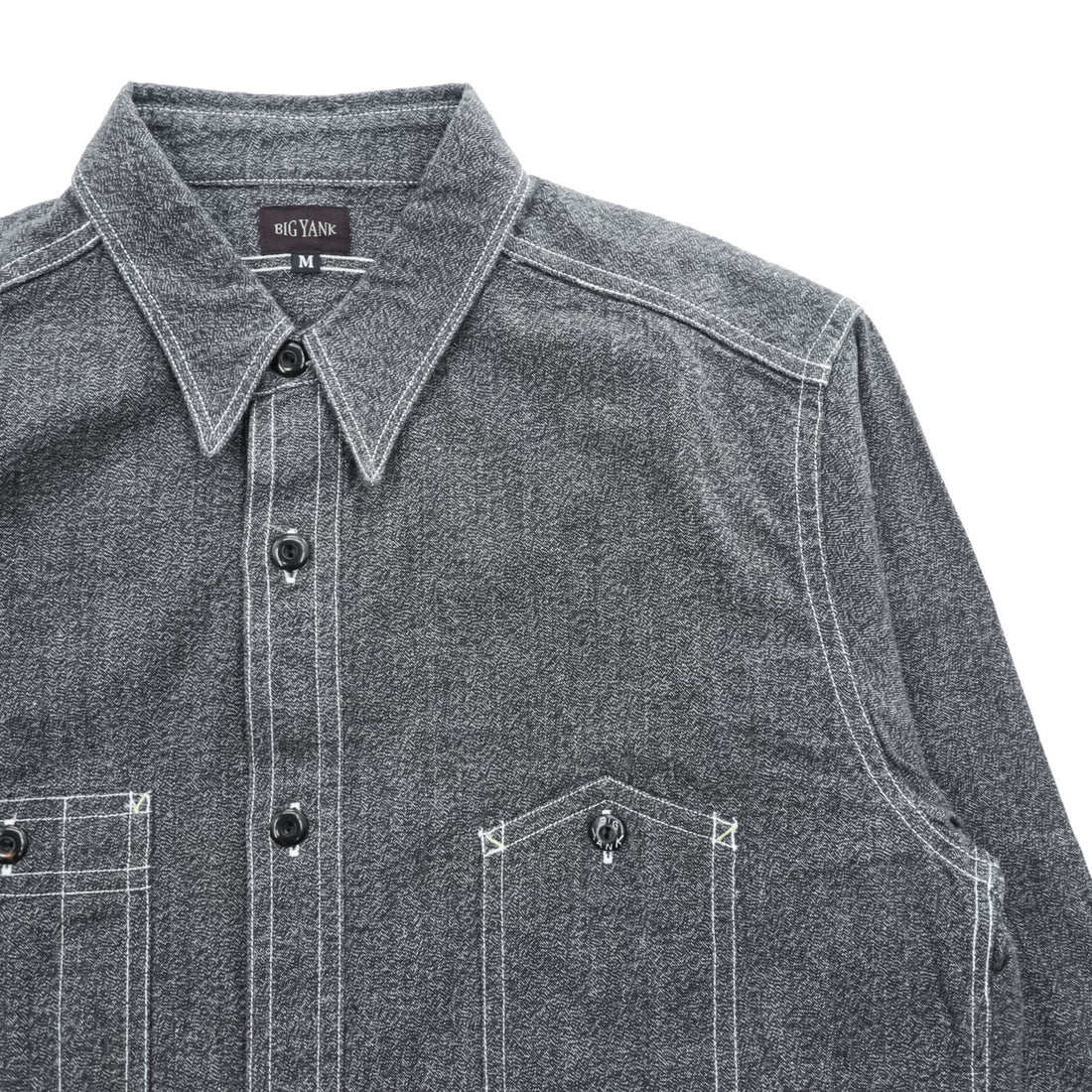 BIG YANK 1935 Black Chambray Work Shirt Gacha Pockets Made in Japan Size M