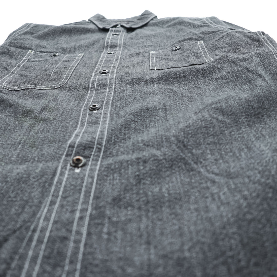 BIG YANK 1935 Black Chambray Work Shirt Gacha Pockets Made in Japan Size M