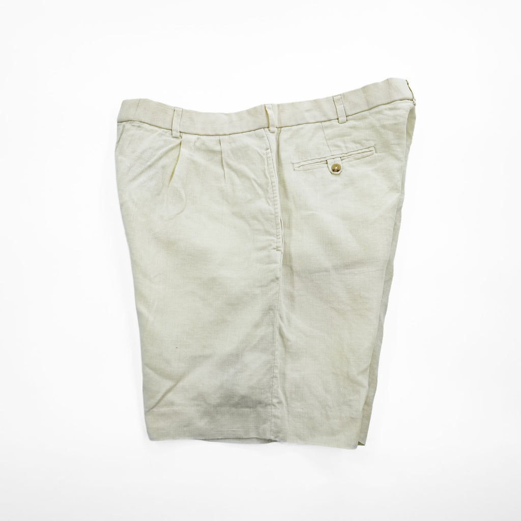 Polo by Ralph Lauren 100% Linen Pleated Shorts Ivory Size 36 Made in Philippines