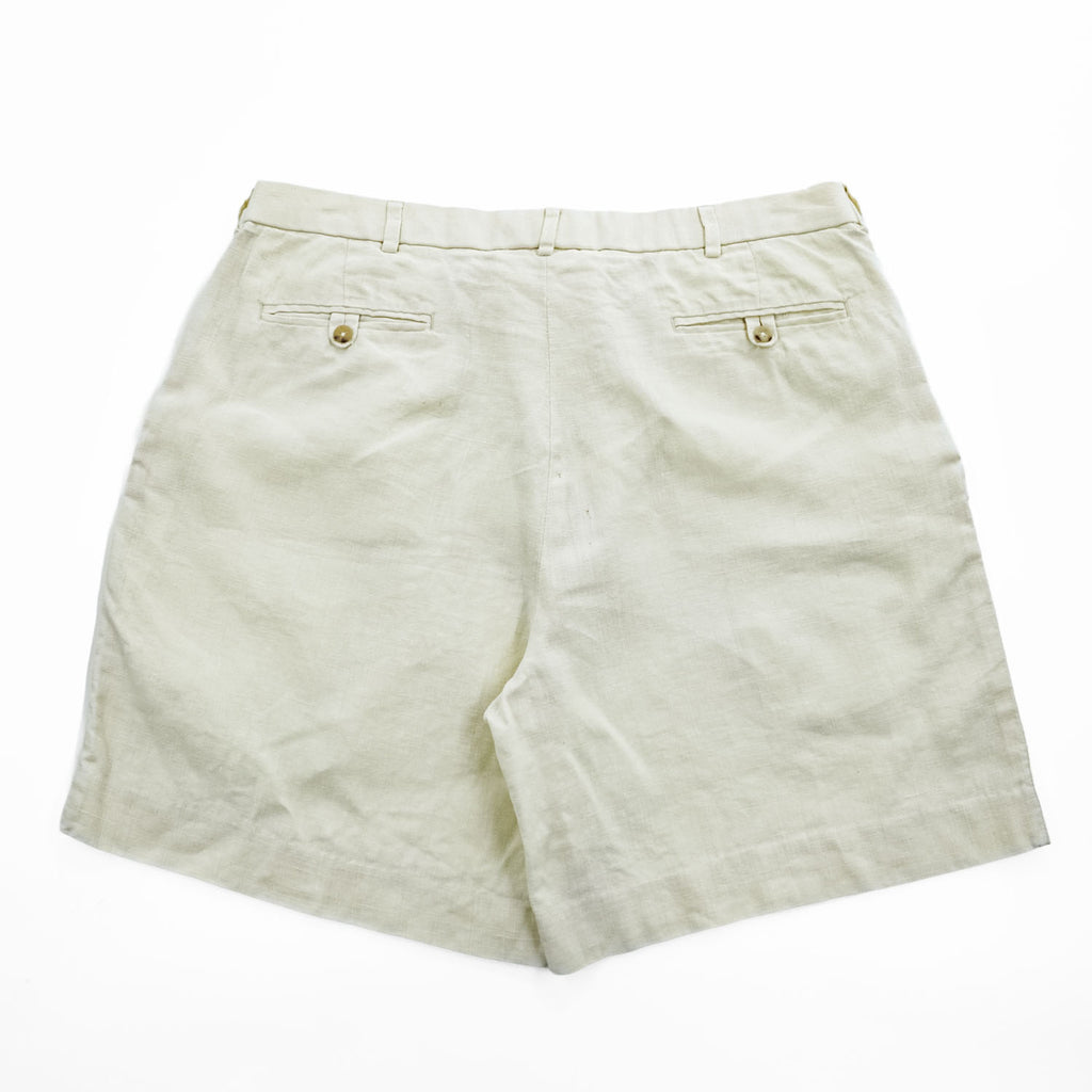 Polo by Ralph Lauren 100% Linen Pleated Shorts Ivory Size 36 Made in Philippines