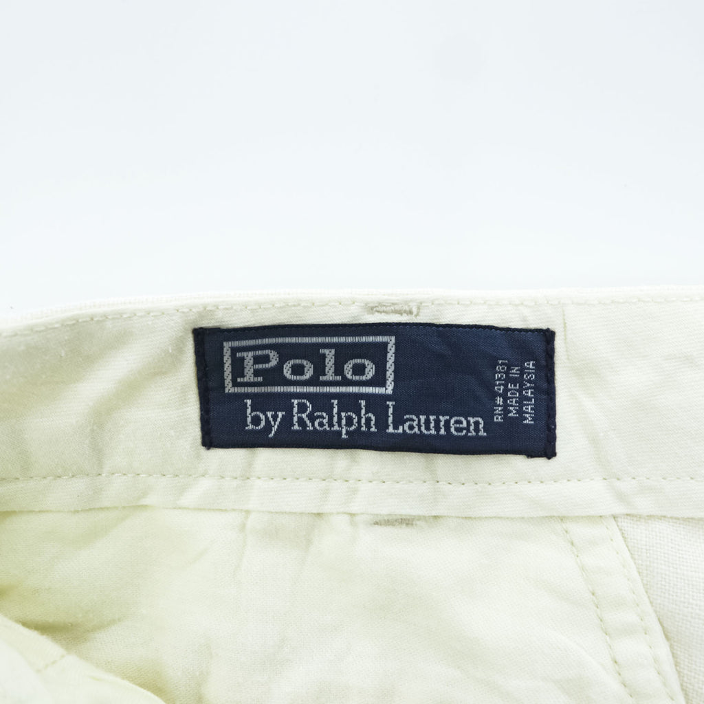Polo by Ralph Lauren 100% Linen Pleated Shorts Ivory Size 36 Made in Philippines