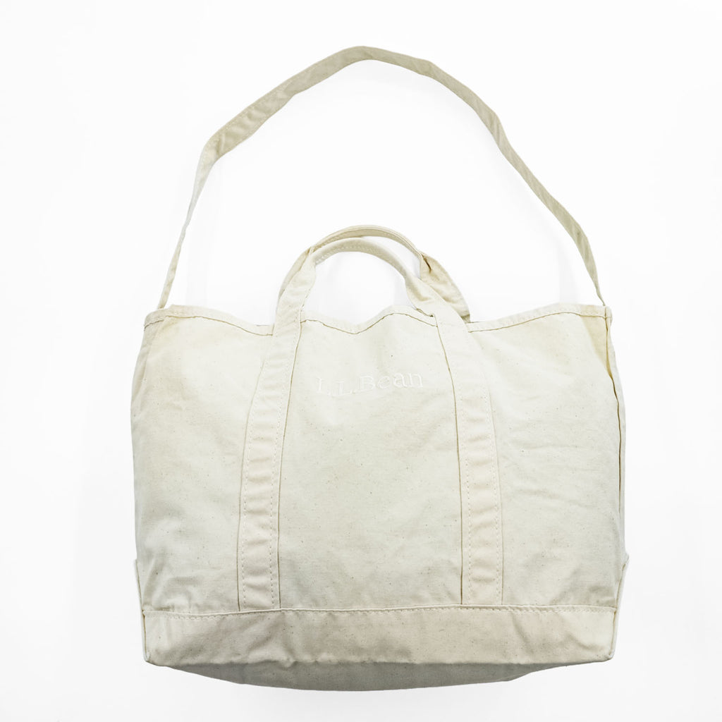 L.L.Bean Cotton Canvas 2-Way Tote Bag Natural Made in Vietnam